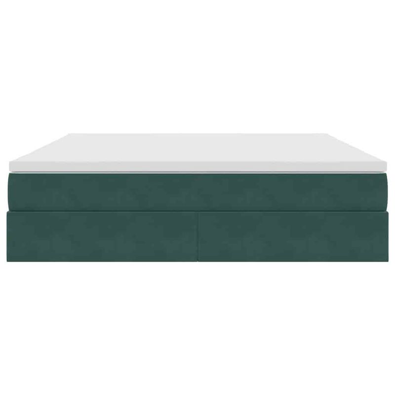 Casa si Gradina - Mobilier - Paturi si accesorii - Paturi - Pat cu saltea si spatiu de depozitare Verde inchis 160 x 200 cm - Infinity.ro
