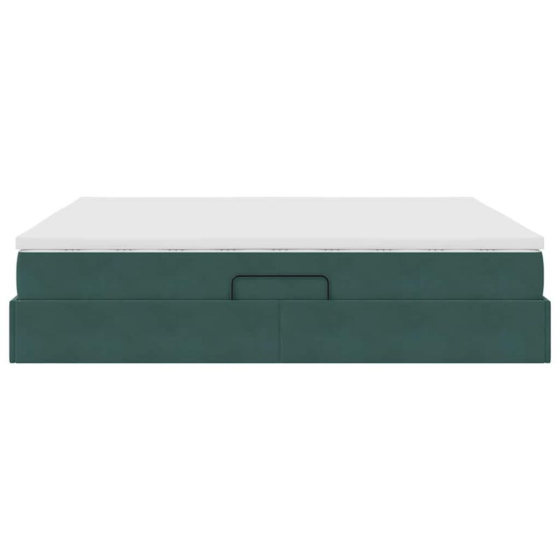 Casa si Gradina - Mobilier - Paturi si accesorii - Paturi - Pat cu saltea si spatiu de depozitare Verde inchis 160 x 200 cm - Infinity.ro