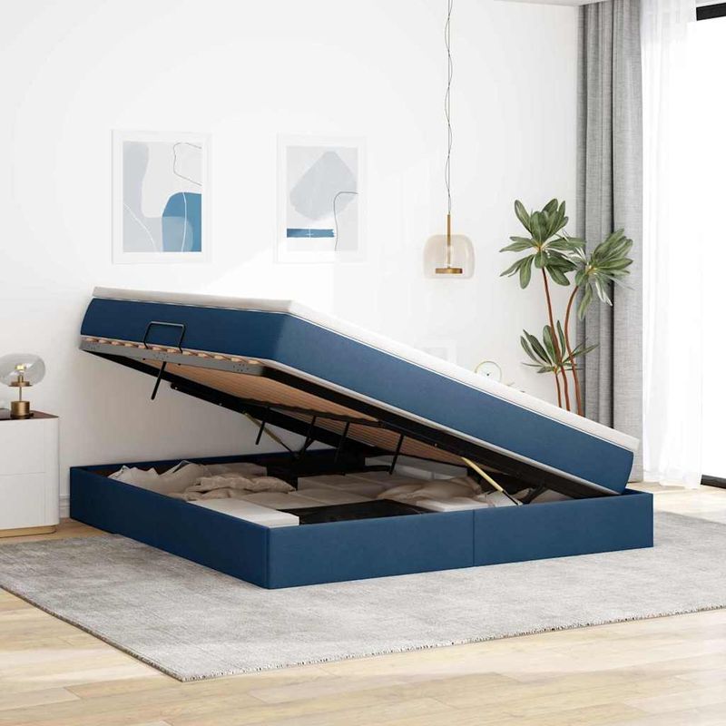 Casa si Gradina - Mobilier - Paturi si accesorii - Paturi - Pat cu saltea si spatiu de depozitare albastru 160 x 200 cm - Infinity.ro