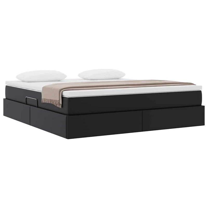 Casa si Gradina - Mobilier - Paturi si accesorii - Paturi - Pat cu saltea si spatiu de depozitare Negru 160 x 200 cm - Infinity.ro