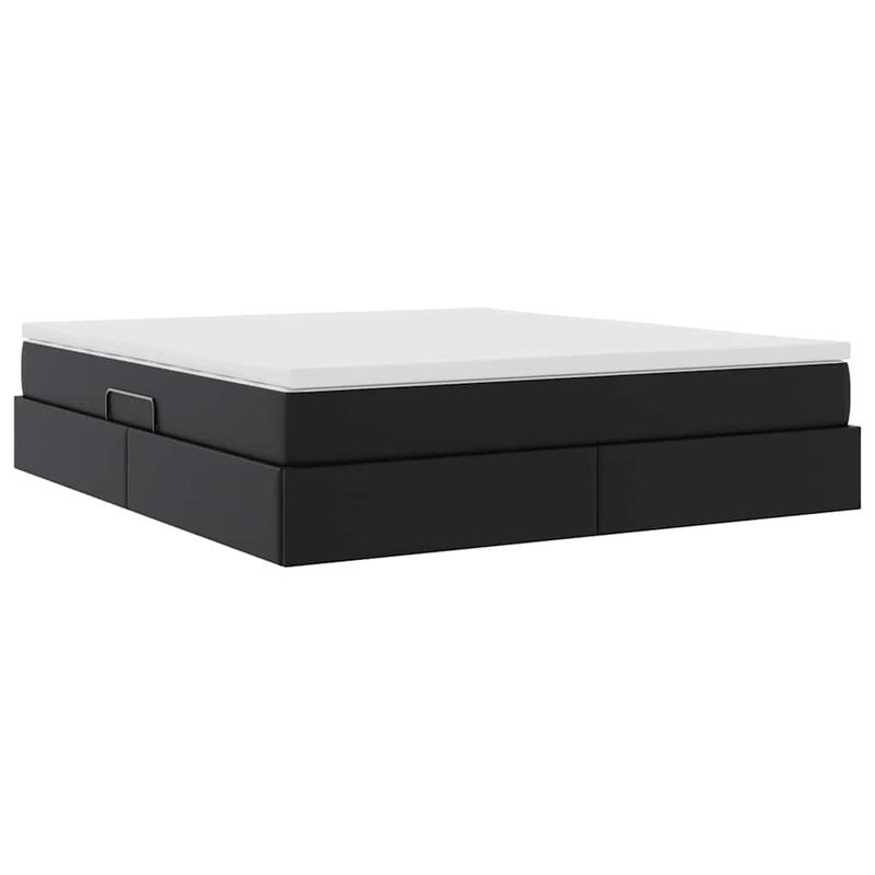 Casa si Gradina - Mobilier - Paturi si accesorii - Paturi - Pat cu saltea si spatiu de depozitare Negru 160 x 200 cm - Infinity.ro