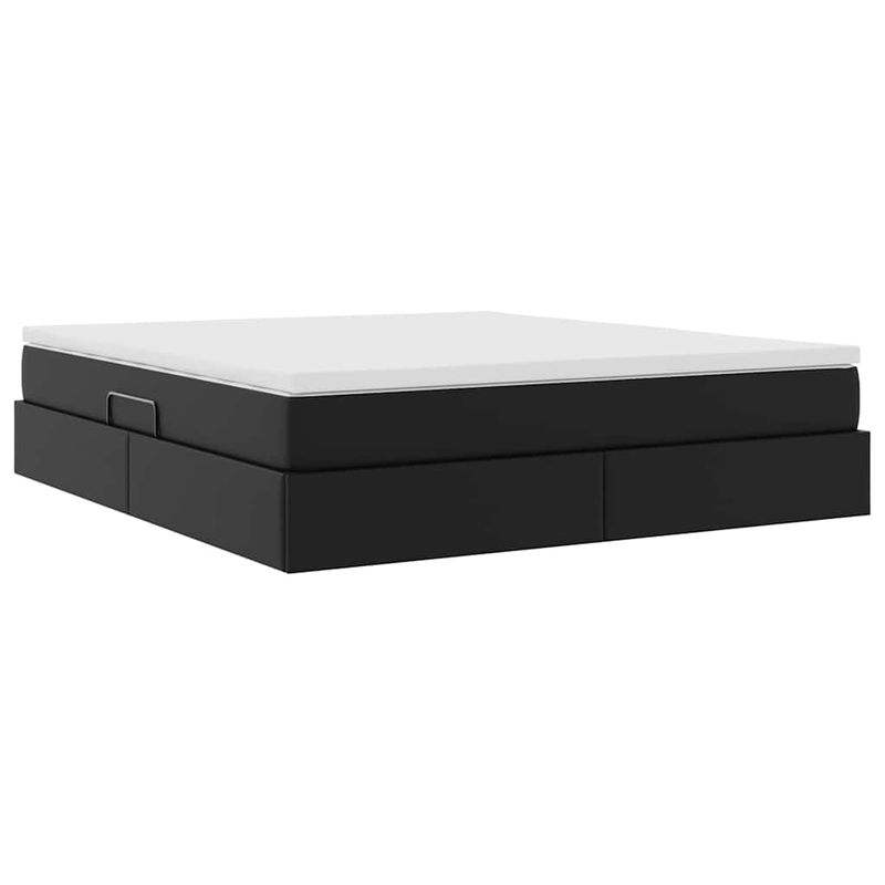 Casa si Gradina - Mobilier - Paturi si accesorii - Paturi - Pat cu saltea si spatiu de depozitare Negru 160 x 200 cm - Infinity.ro