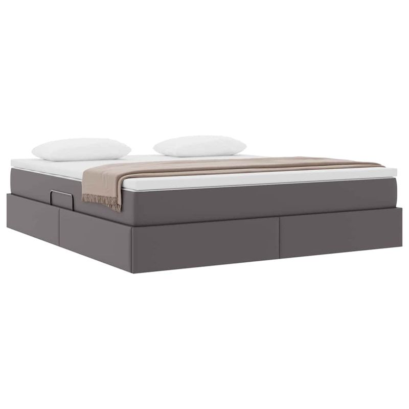 Casa si Gradina - Mobilier - Paturi si accesorii - Paturi - Pat cu saltea si spatiu de depozitare Gri 180 x 200 cm - Infinity.ro