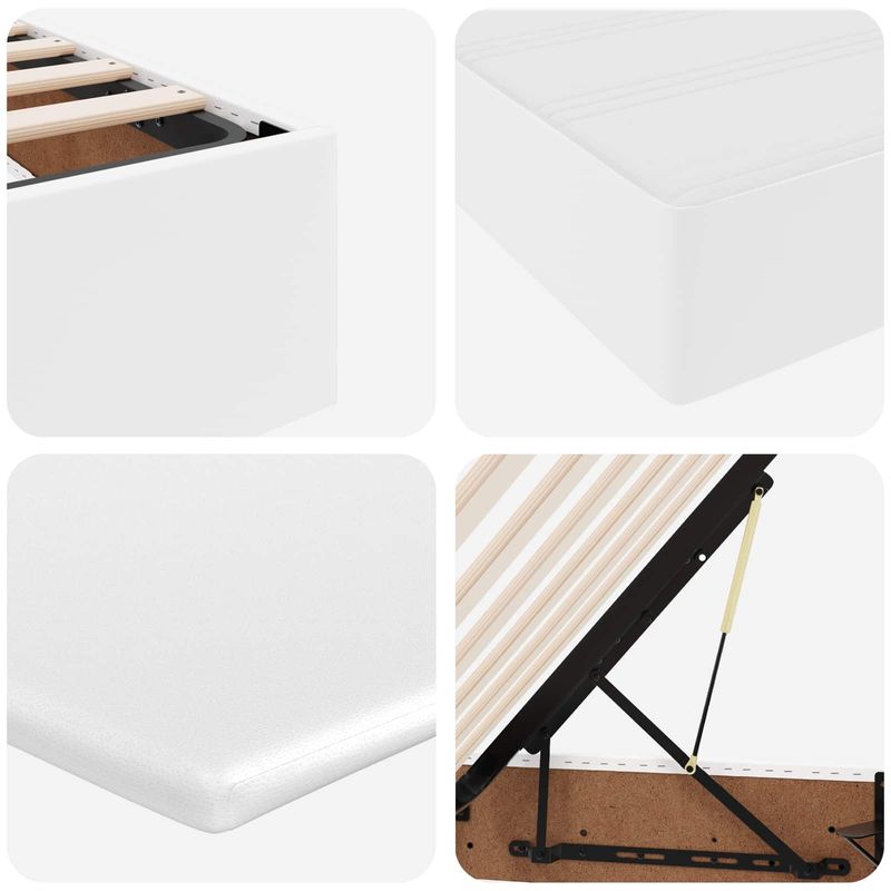 Casa si Gradina - Mobilier - Paturi si accesorii - Paturi - Pat cu saltea si spatiu de depozitare Alb 140 x 190 cm - Infinity.ro