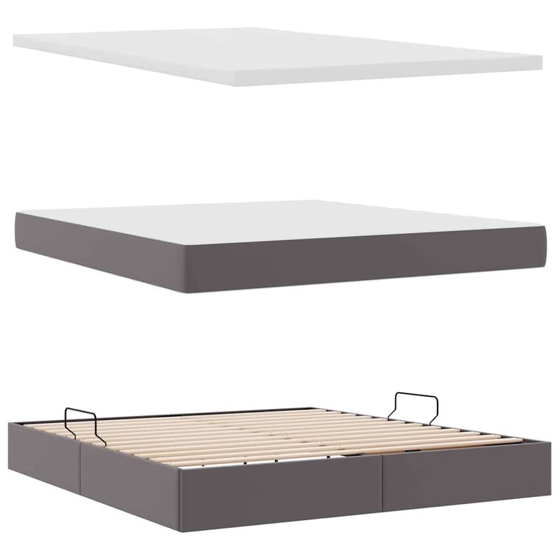 Casa si Gradina - Mobilier - Paturi si accesorii - Paturi - Pat cu saltea si spatiu de depozitare Gri 180 x 200 cm - Infinity.ro
