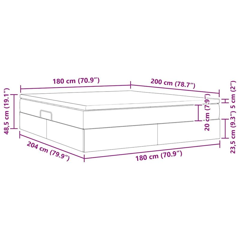 Casa si Gradina - Mobilier - Paturi si accesorii - Paturi - Pat cu saltea si spatiu de depozitare Gri 180 x 200 cm - Infinity.ro