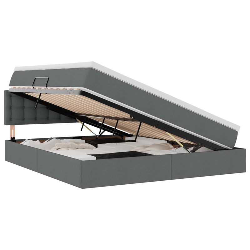 Casa si Gradina - Mobilier - Paturi si accesorii - Paturi - Pat cu saltea si spatiu de depozitare Gri inchis 180 x 200 cm - Infinity.ro