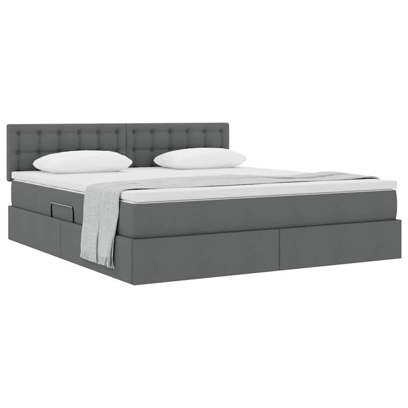 Casa si Gradina - Mobilier - Paturi si accesorii - Paturi - Pat cu saltea si spatiu de depozitare Gri inchis 180 x 200 cm - Infinity.ro