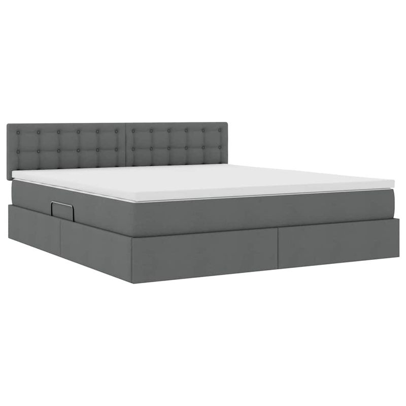 Casa si Gradina - Mobilier - Paturi si accesorii - Paturi - Pat cu saltea si spatiu de depozitare Gri inchis 180 x 200 cm - Infinity.ro