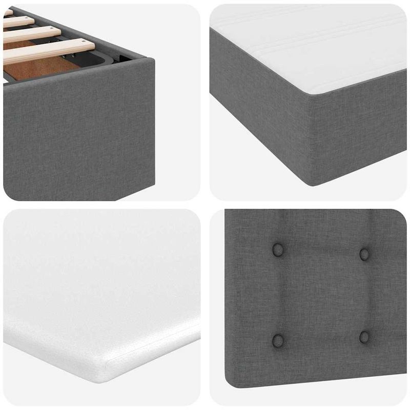Casa si Gradina - Mobilier - Paturi si accesorii - Paturi - Pat cu saltea si spatiu de depozitare Gri inchis 180 x 200 cm - Infinity.ro