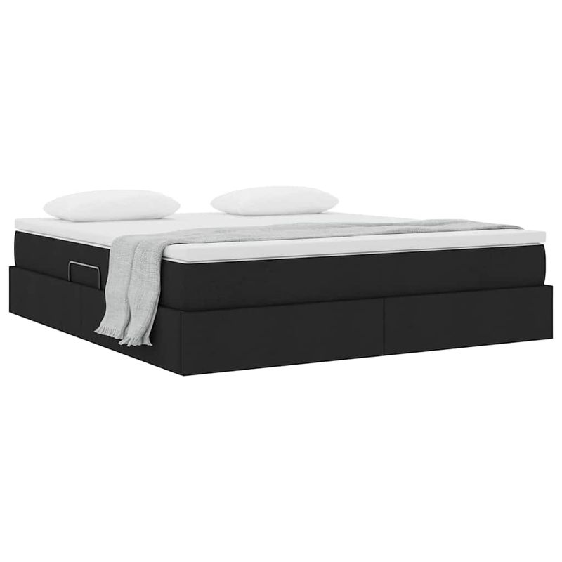 Casa si Gradina - Mobilier - Paturi si accesorii - Paturi - Pat cu saltea si spatiu de depozitare Negru 180 x 200 cm - Infinity.ro