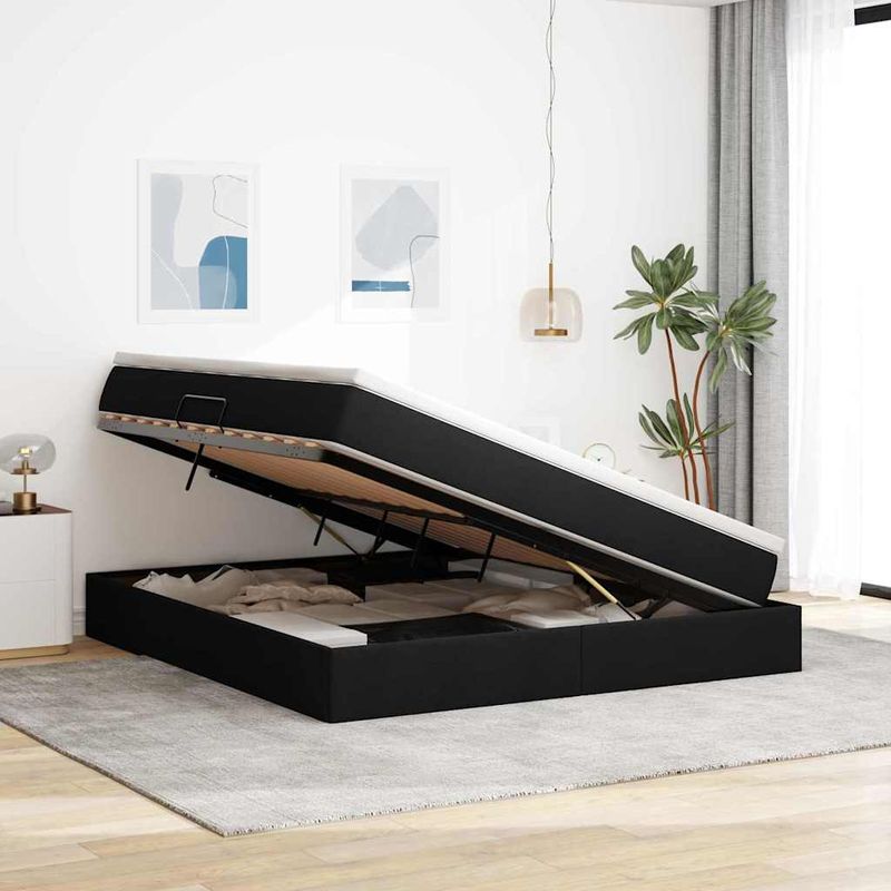 Casa si Gradina - Mobilier - Paturi si accesorii - Paturi - Pat cu saltea si spatiu de depozitare Negru 180 x 200 cm - Infinity.ro