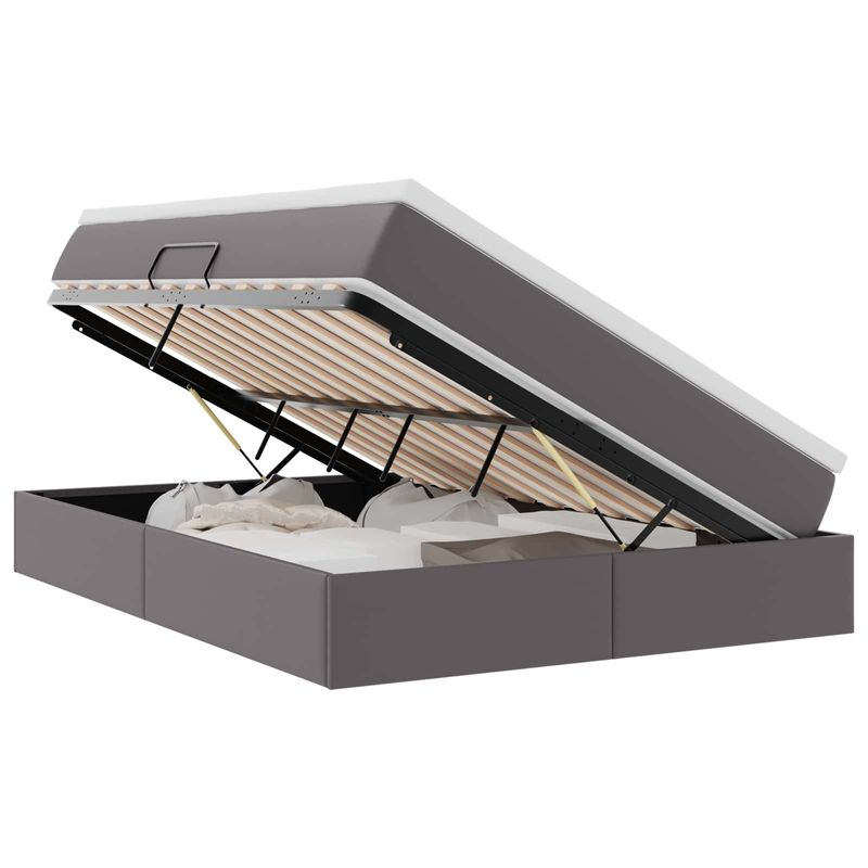 Casa si Gradina - Mobilier - Paturi si accesorii - Paturi - Pat cu saltea si spatiu de depozitare Gri 140 x 190 cm - Infinity.ro