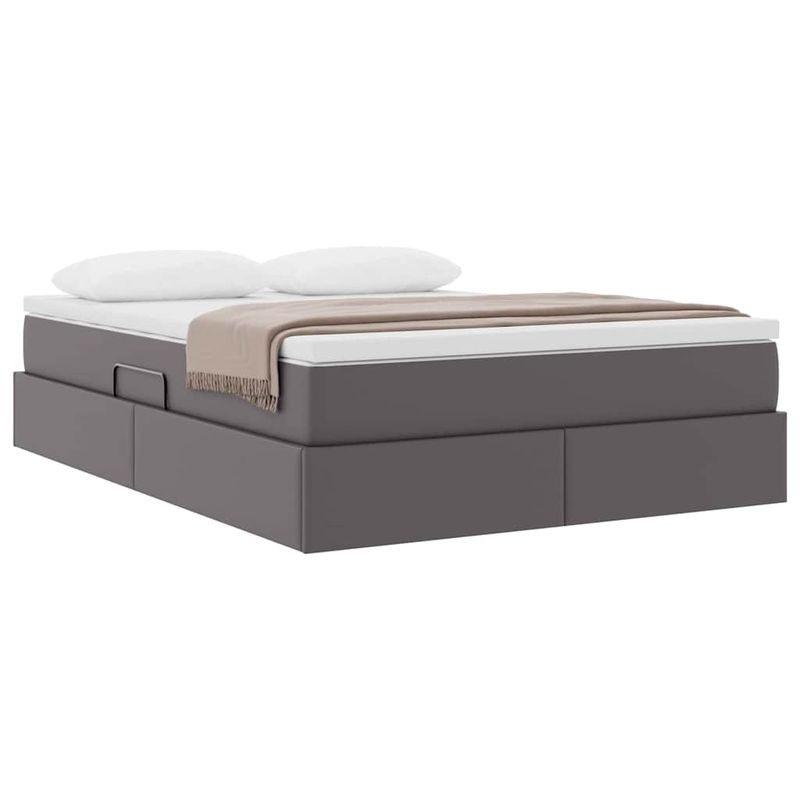 Casa si Gradina - Mobilier - Paturi si accesorii - Paturi - Pat cu saltea si spatiu de depozitare Gri 140 x 190 cm - Infinity.ro