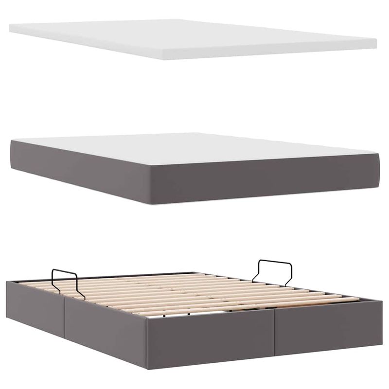 Casa si Gradina - Mobilier - Paturi si accesorii - Paturi - Pat cu saltea si spatiu de depozitare Gri 140 x 190 cm - Infinity.ro