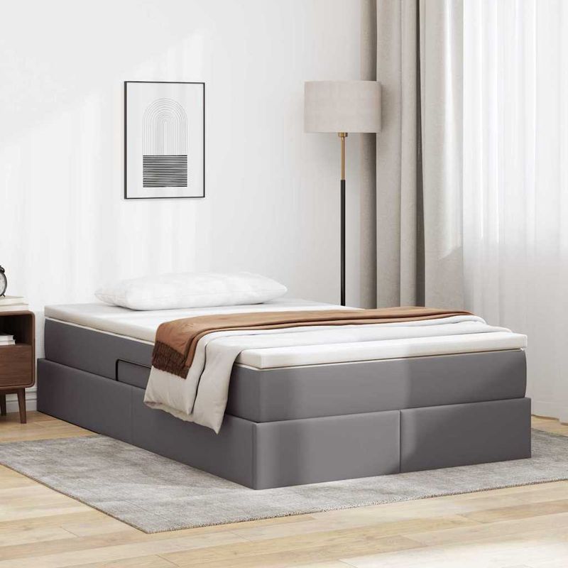 Casa si Gradina - Mobilier - Paturi si accesorii - Paturi - Pat cu saltea si spatiu de depozitare Gri 120 x 200 cm - Infinity.ro