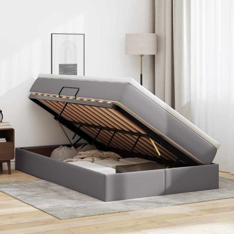 Casa si Gradina - Mobilier - Paturi si accesorii - Paturi - Pat cu saltea si spatiu de depozitare Gri 120 x 200 cm - Infinity.ro