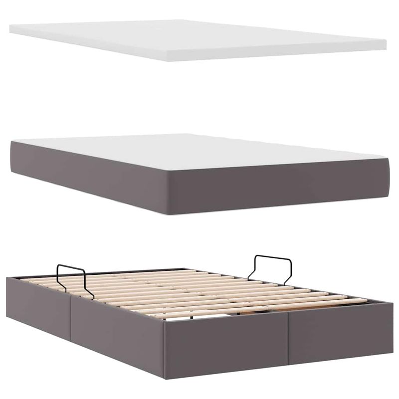 Casa si Gradina - Mobilier - Paturi si accesorii - Paturi - Pat cu saltea si spatiu de depozitare Gri 120 x 200 cm - Infinity.ro