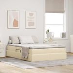 Casa si Gradina - Mobilier - Paturi si accesorii - Paturi - Pat cu saltea si spatiu de depozitare Crem 140 x 200 cm - Infinity.ro