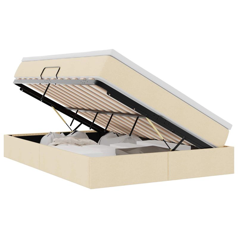 Casa si Gradina - Mobilier - Paturi si accesorii - Paturi - Pat cu saltea si spatiu de depozitare Crem 140 x 200 cm - Infinity.ro