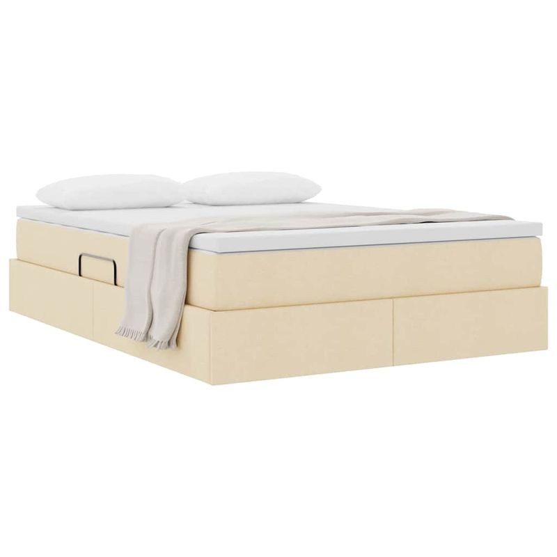 Casa si Gradina - Mobilier - Paturi si accesorii - Paturi - Pat cu saltea si spatiu de depozitare Crem 140 x 200 cm - Infinity.ro