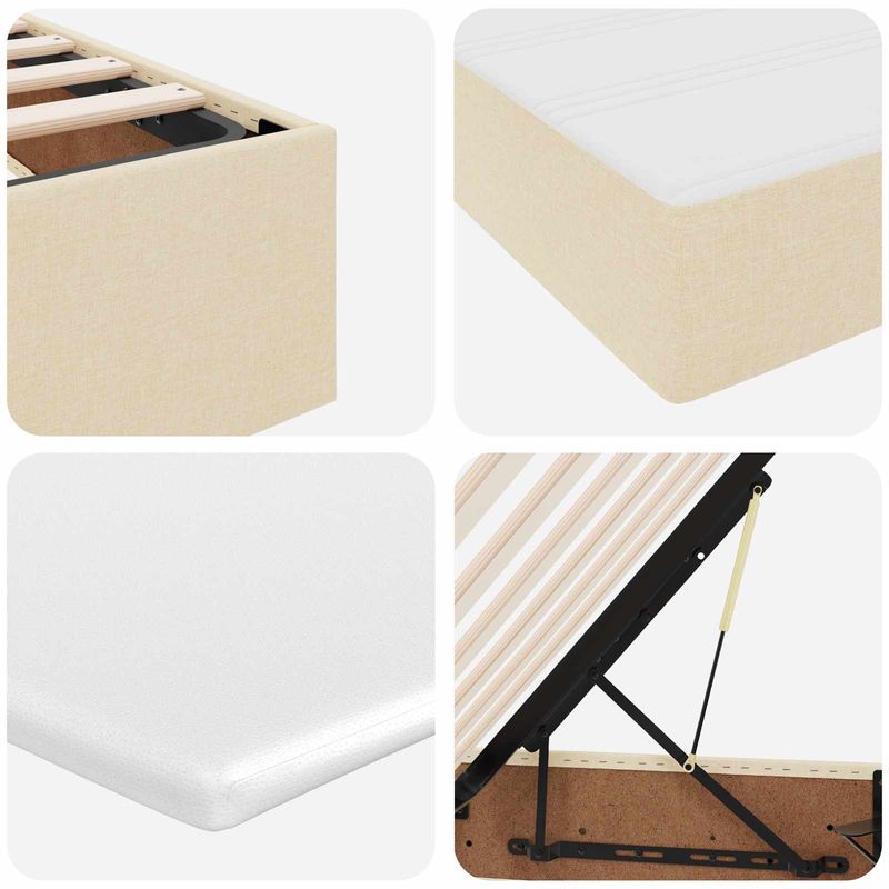 Casa si Gradina - Mobilier - Paturi si accesorii - Paturi - Pat cu saltea si spatiu de depozitare Crem 140 x 200 cm - Infinity.ro
