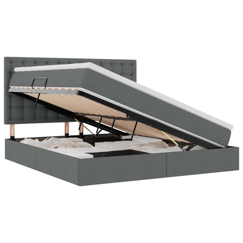 Casa si Gradina - Mobilier - Paturi si accesorii - Paturi - Pat cu storage Gri inchis 180 x 200 cm Piele artificiala - Infinity.ro