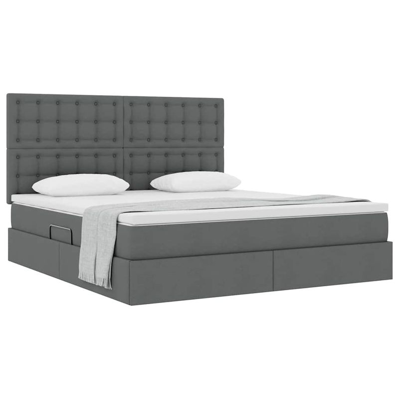 Casa si Gradina - Mobilier - Paturi si accesorii - Paturi - Pat cu storage Gri inchis 180 x 200 cm Piele artificiala - Infinity.ro