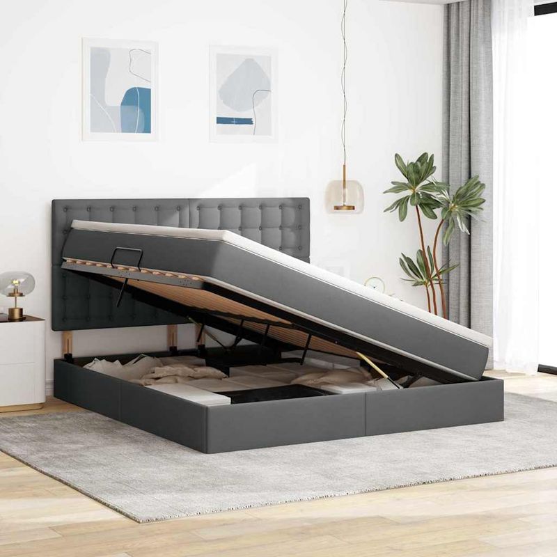 Casa si Gradina - Mobilier - Paturi si accesorii - Paturi - Pat cu storage Gri inchis 180 x 200 cm Piele artificiala - Infinity.ro