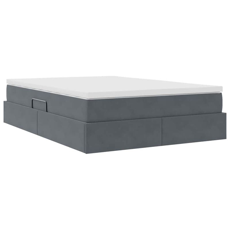 Casa si Gradina - Mobilier - Paturi si accesorii - Paturi - Pat cu saltea si spatiu de depozitare Gri inchis 140 x 200 cm - Infinity.ro