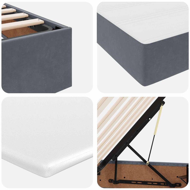 Casa si Gradina - Mobilier - Paturi si accesorii - Paturi - Pat cu saltea si spatiu de depozitare Gri inchis 140 x 200 cm - Infinity.ro