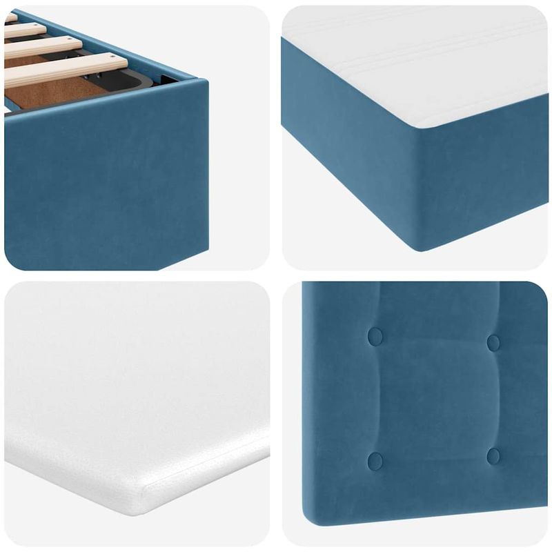 Casa si Gradina - Mobilier - Paturi si accesorii - Paturi - Pat cu storage cu saltea Albastru inchis 120 x 200 cm Catifea - Infinity.ro