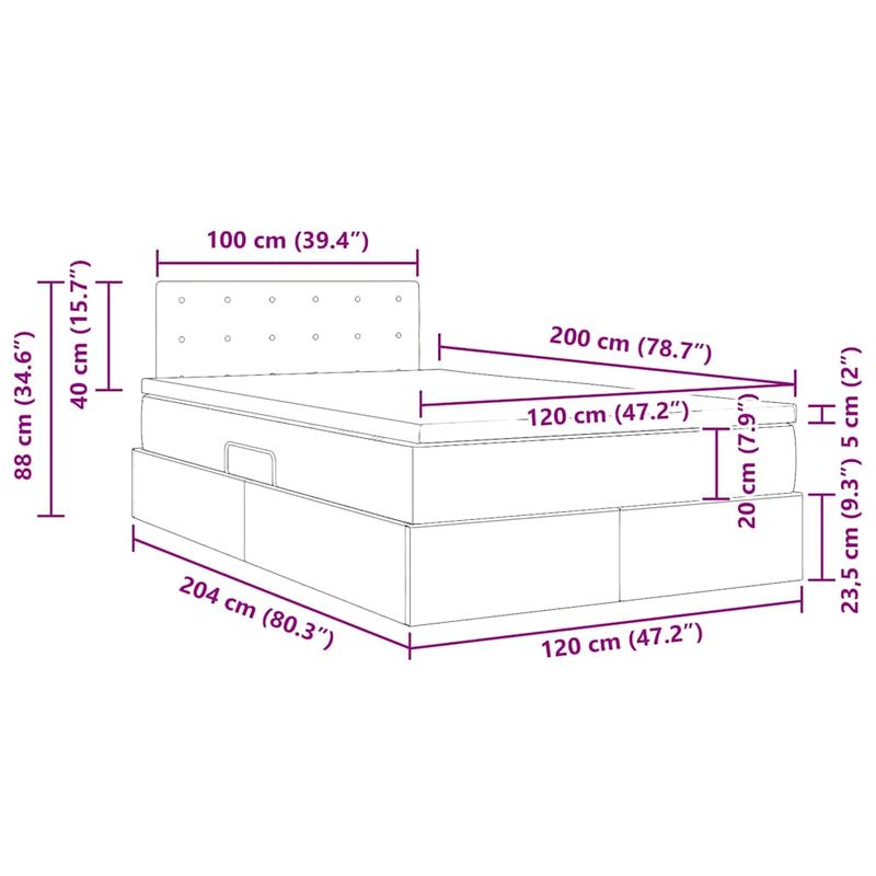 Casa si Gradina - Mobilier - Paturi si accesorii - Paturi - Pat cu storage cu saltea Albastru inchis 120 x 200 cm Catifea - Infinity.ro