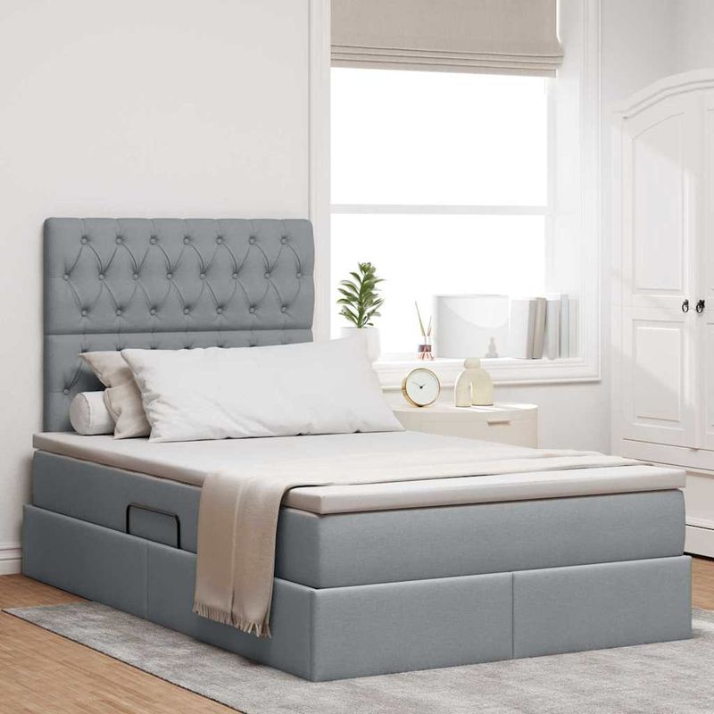 Casa si Gradina - Mobilier - Paturi si accesorii - Paturi - Pat cu storage Gri deschis 120 x 190 cm Piele artificiala - Infinity.ro