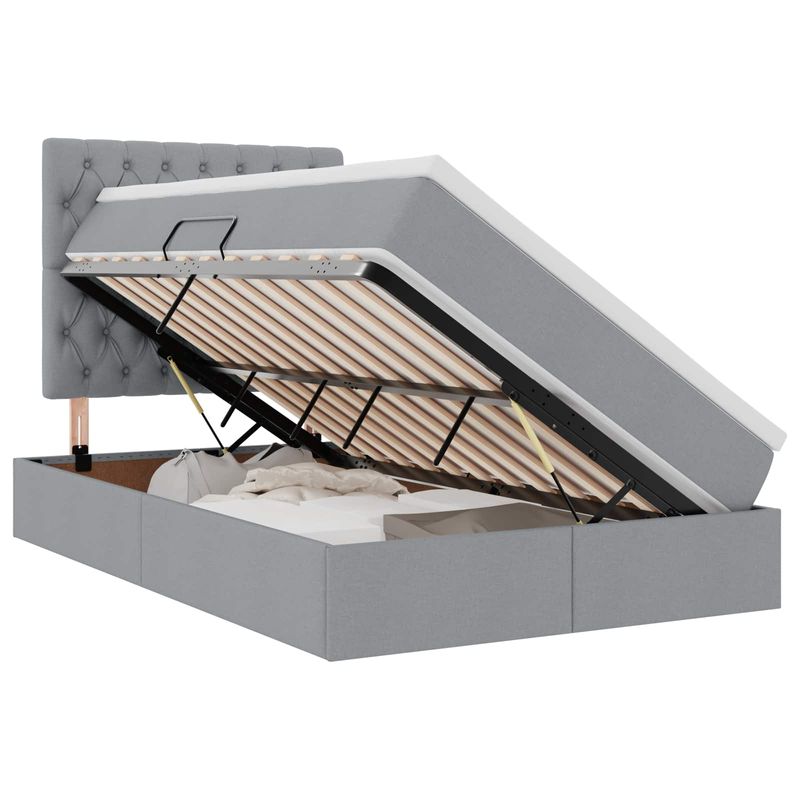 Casa si Gradina - Mobilier - Paturi si accesorii - Paturi - Pat cu storage Gri deschis 120 x 190 cm Piele artificiala - Infinity.ro
