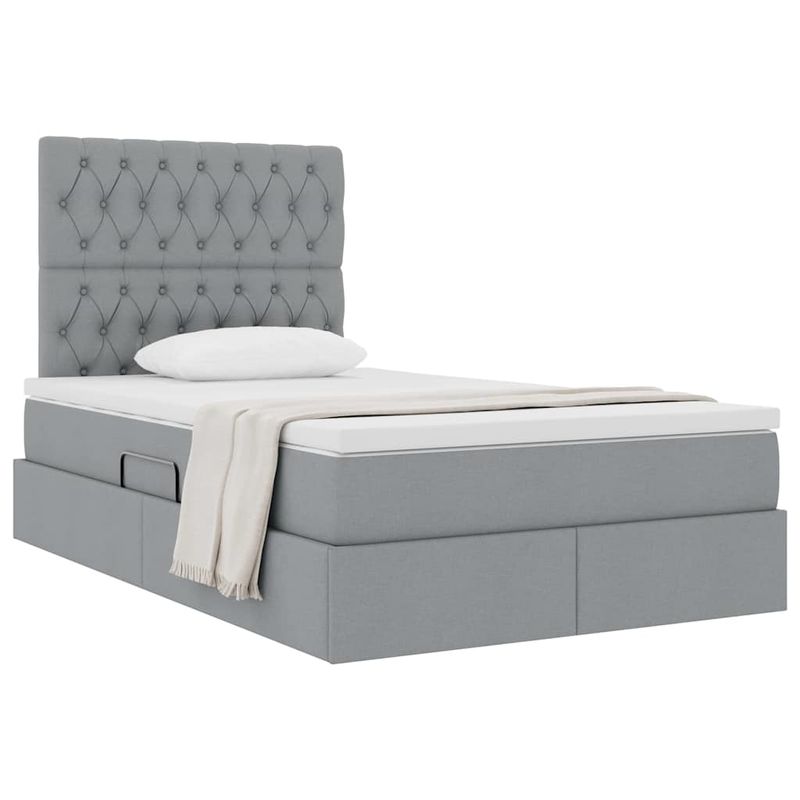 Casa si Gradina - Mobilier - Paturi si accesorii - Paturi - Pat cu storage Gri deschis 120 x 190 cm Piele artificiala - Infinity.ro