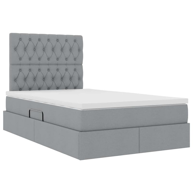 Casa si Gradina - Mobilier - Paturi si accesorii - Paturi - Pat cu storage Gri deschis 120 x 190 cm Piele artificiala - Infinity.ro