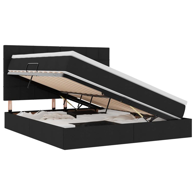 Casa si Gradina - Mobilier - Paturi si accesorii - Paturi - Pat cu storage cu saltea Negru 180 x 200 cm Piele artificiala - Infinity.ro