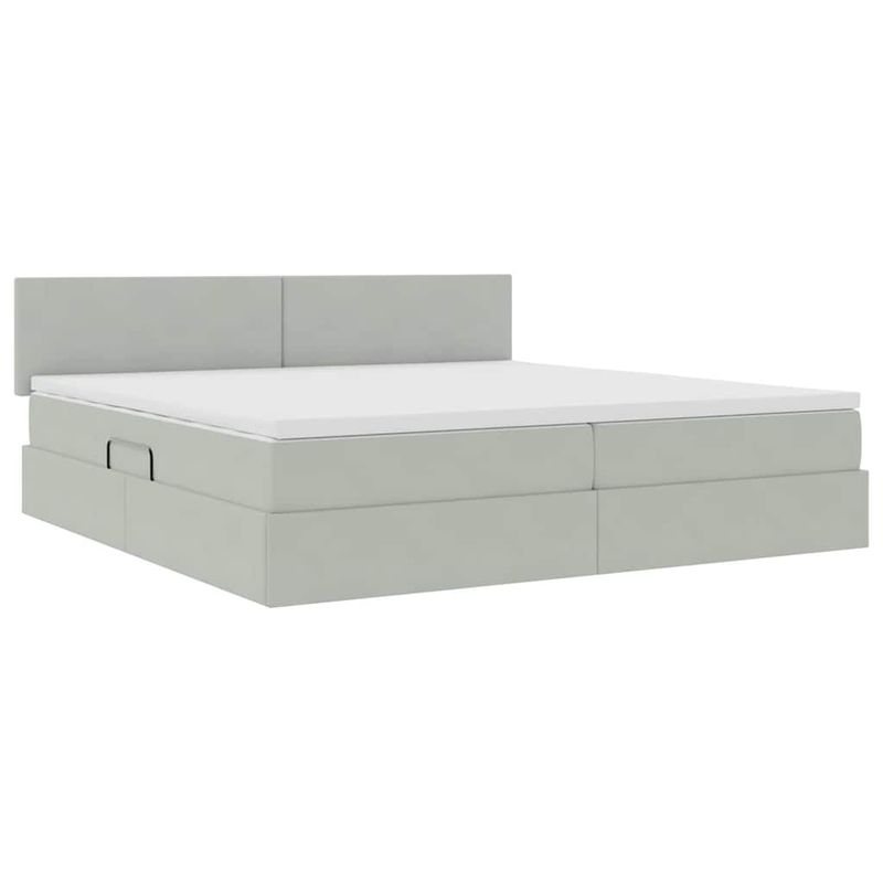Casa si Gradina - Mobilier - Paturi si accesorii - Paturi - Pat cu storage cu saltea Gri deschis 200 x 200 cm Catifea - Infinity.ro