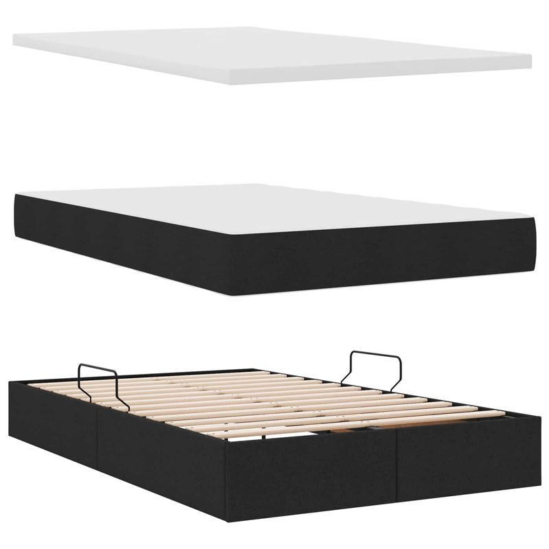 Casa si Gradina - Mobilier - Paturi si accesorii - Paturi - Pat cu saltea si spatiu de depozitare Negru 120 x 190 cm - Infinity.ro