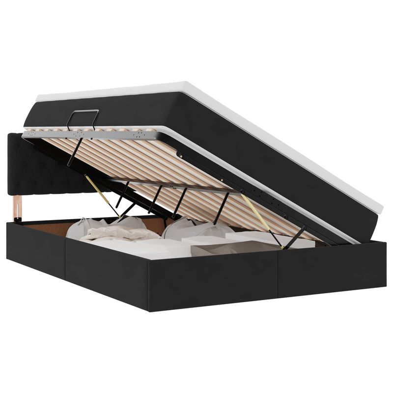 Casa si Gradina - Mobilier - Paturi si accesorii - Paturi - Pat cu storage cu saltea Negru 140 x 200 cm Catifea - Infinity.ro