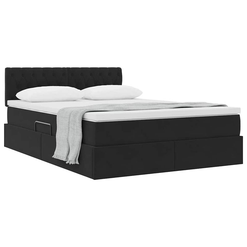 Casa si Gradina - Mobilier - Paturi si accesorii - Paturi - Pat cu storage cu saltea Negru 140 x 200 cm Catifea - Infinity.ro