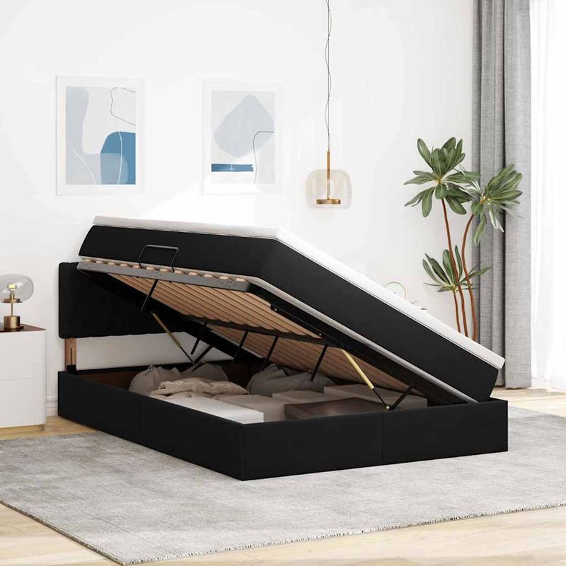 Casa si Gradina - Mobilier - Paturi si accesorii - Paturi - Pat cu storage cu saltea Negru 140 x 200 cm Catifea - Infinity.ro