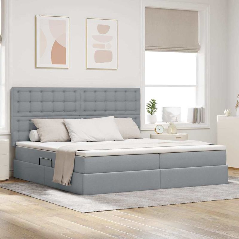 Casa si Gradina - Mobilier - Paturi si accesorii - Paturi - Pat cu storage Gri deschis 200 x 200 cm Piele artificiala - Infinity.ro