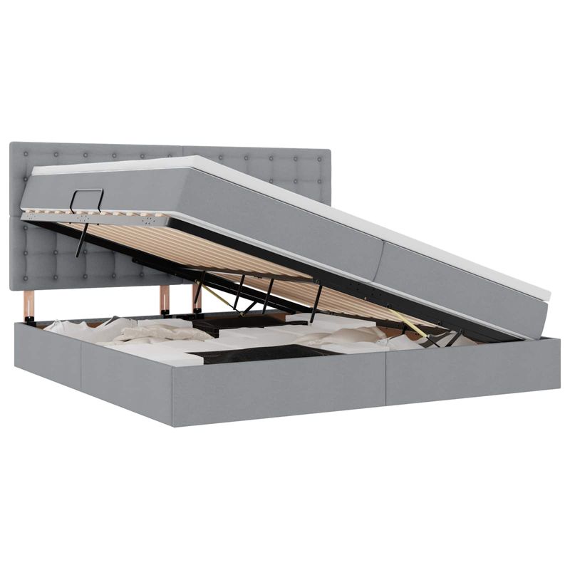Casa si Gradina - Mobilier - Paturi si accesorii - Paturi - Pat cu storage Gri deschis 200 x 200 cm Piele artificiala - Infinity.ro