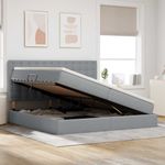 Casa si Gradina - Mobilier - Paturi si accesorii - Paturi - Pat cu storage Gri deschis 200 x 200 cm Piele artificiala - Infinity.ro