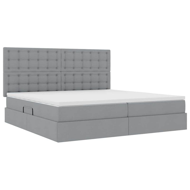 Casa si Gradina - Mobilier - Paturi si accesorii - Paturi - Pat cu storage Gri deschis 200 x 200 cm Piele artificiala - Infinity.ro