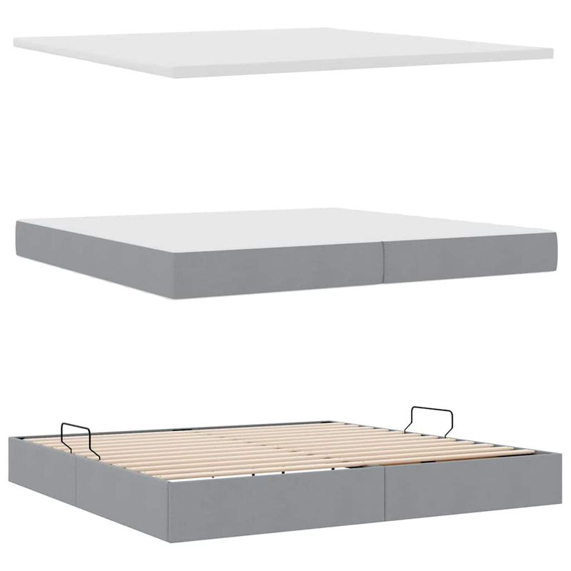 Casa si Gradina - Mobilier - Paturi si accesorii - Paturi - Pat cu storage Gri deschis 200 x 200 cm Piele artificiala - Infinity.ro