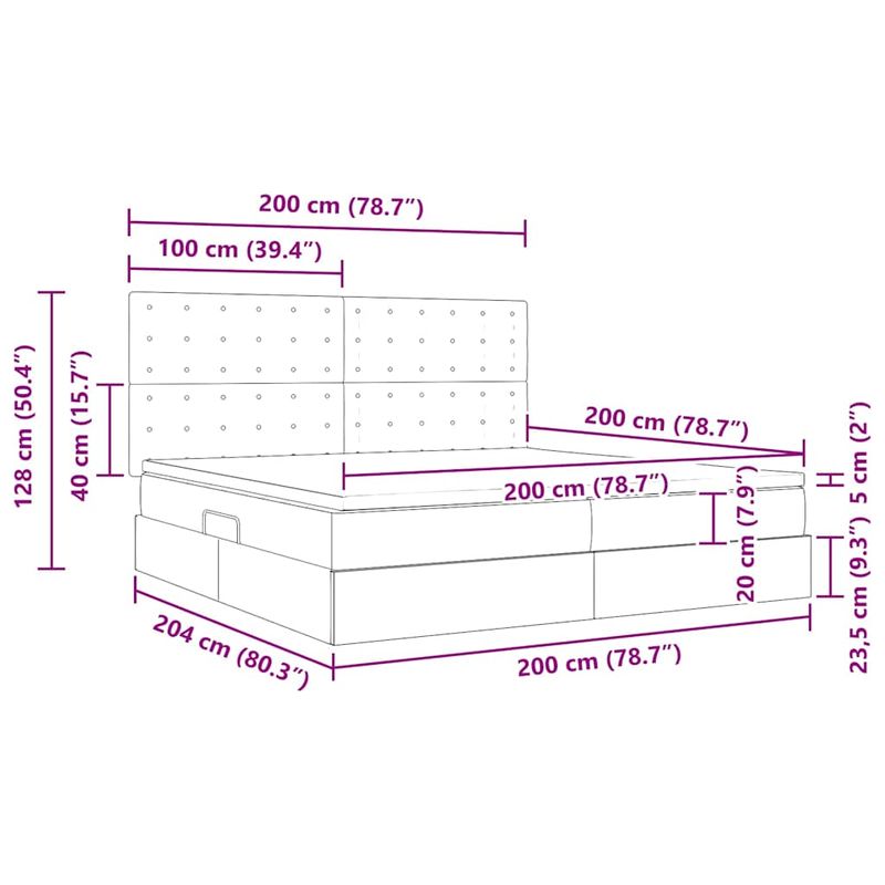 Casa si Gradina - Mobilier - Paturi si accesorii - Paturi - Pat cu storage Gri deschis 200 x 200 cm Piele artificiala - Infinity.ro