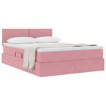 Casa si Gradina - Mobilier - Paturi si accesorii - Paturi - Pat cu storage cu saltea cu headboard Roz 140 x 190 cm Catifea - Infinity.ro